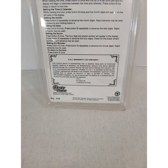 NEW Vintage 1994 The Pagemaster Cartoon  Quartz Wrist Watch Gordy Time NIP - Picture 4 of 4